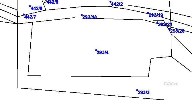 Parcela st. 293/4 v KÚ Mochtín, Katastrální mapa