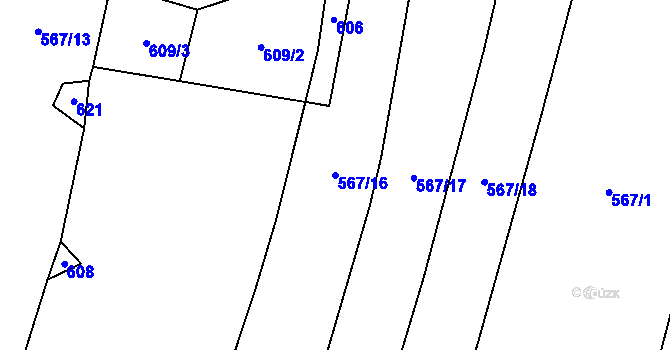Parcela st. 567/16 v KÚ Mochtín, Katastrální mapa
