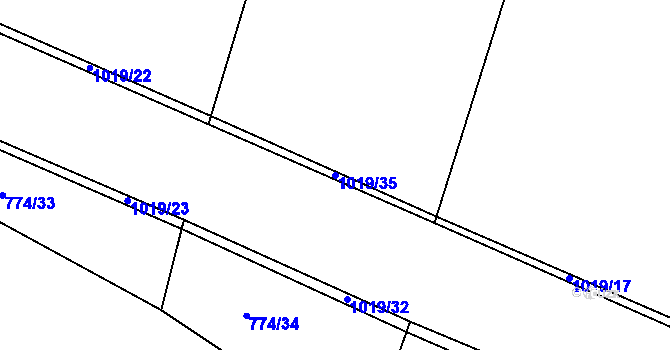 Parcela st. 1019/35 v KÚ Mochtín, Katastrální mapa