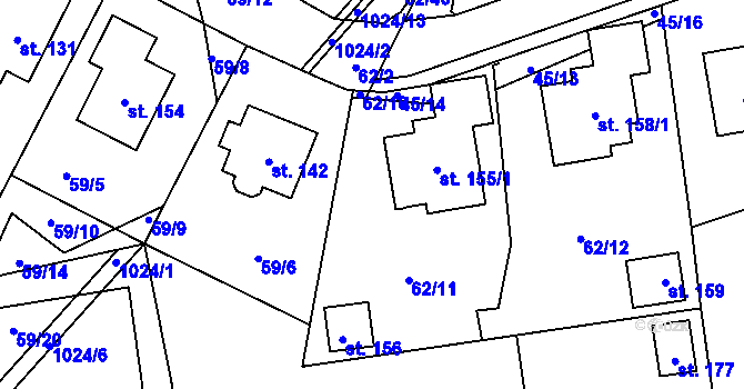 Parcela st. 155/1 v KÚ Mochtín, Katastrální mapa
