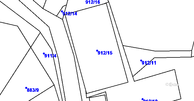 Parcela st. 912/15 v KÚ Mochtín, Katastrální mapa
