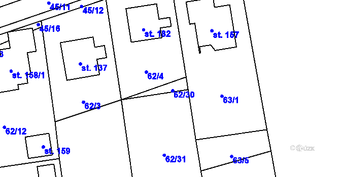 Parcela st. 62/30 v KÚ Mochtín, Katastrální mapa
