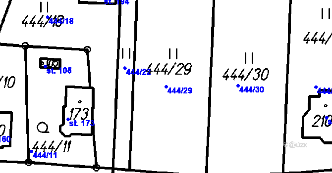 Parcela st. 444/29 v KÚ Mochtín, Katastrální mapa