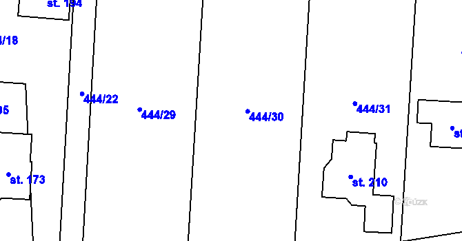 Parcela st. 444/30 v KÚ Mochtín, Katastrální mapa