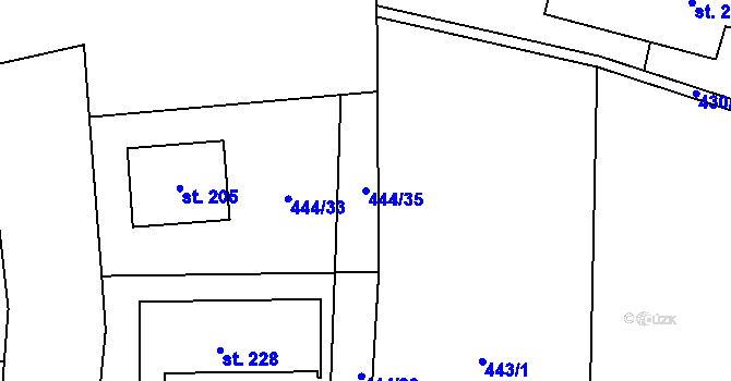 Parcela st. 444/35 v KÚ Mochtín, Katastrální mapa