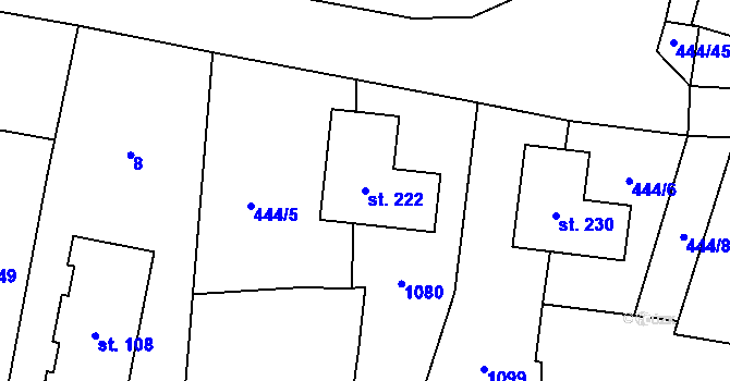 Parcela st. 222 v KÚ Mochtín, Katastrální mapa