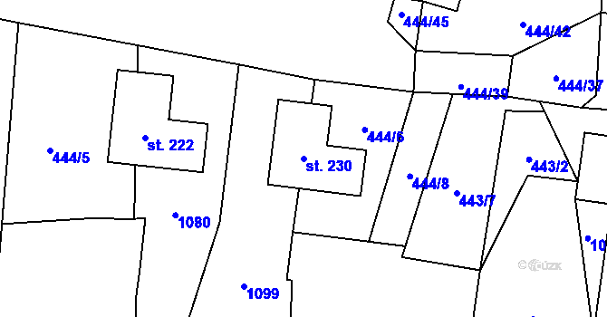 Parcela st. 230 v KÚ Mochtín, Katastrální mapa