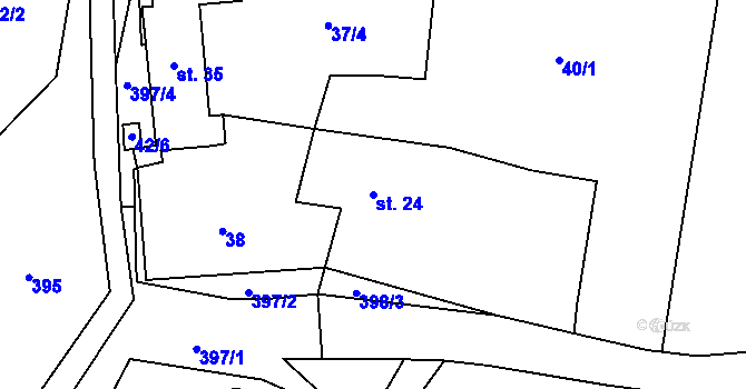 Parcela st. 24 v KÚ Srbice u Mochtína, Katastrální mapa