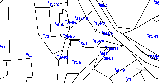 Parcela st. 72/1 v KÚ Srbice u Mochtína, Katastrální mapa