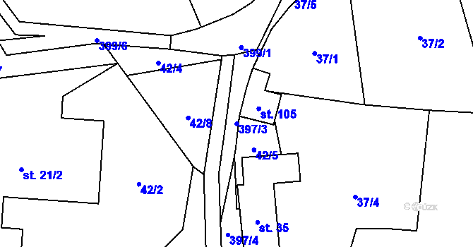 Parcela st. 397/3 v KÚ Srbice u Mochtína, Katastrální mapa