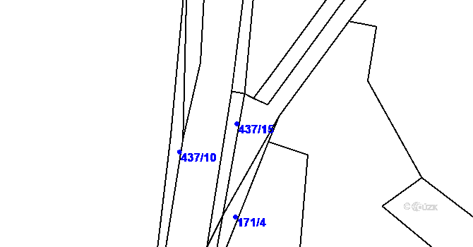 Parcela st. 437/15 v KÚ Srbice u Mochtína, Katastrální mapa