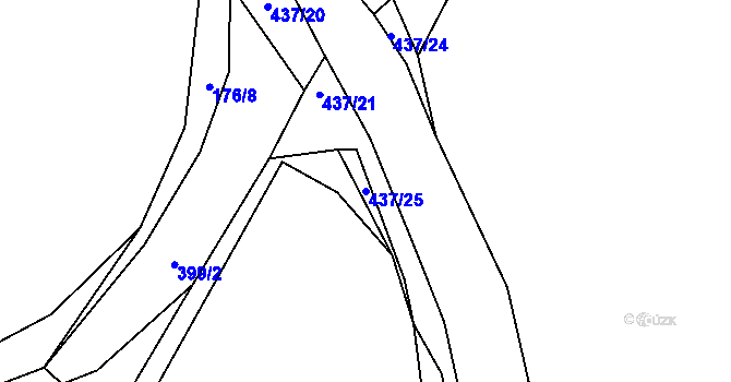 Parcela st. 437/25 v KÚ Srbice u Mochtína, Katastrální mapa