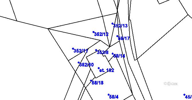 Parcela st. 352/8 v KÚ Srbice u Mochtína, Katastrální mapa