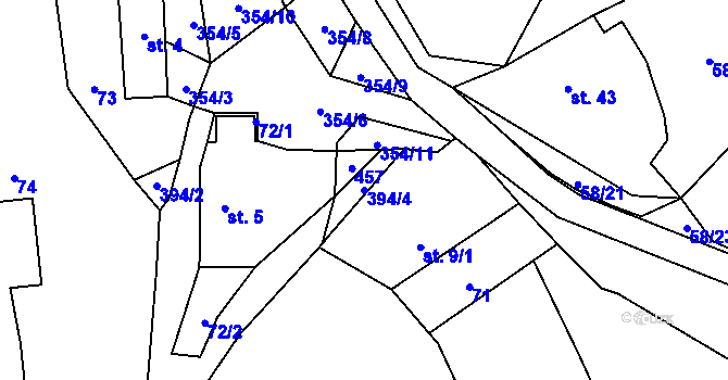 Parcela st. 394/4 v KÚ Srbice u Mochtína, Katastrální mapa
