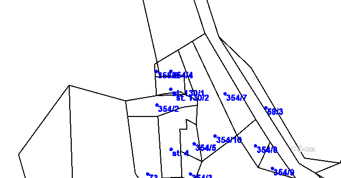 Parcela st. 130/1 v KÚ Srbice u Mochtína, Katastrální mapa