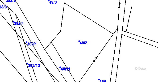 Parcela st. 48/2 v KÚ Těšetiny, Katastrální mapa