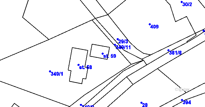Parcela st. 59 v KÚ Těšetiny, Katastrální mapa