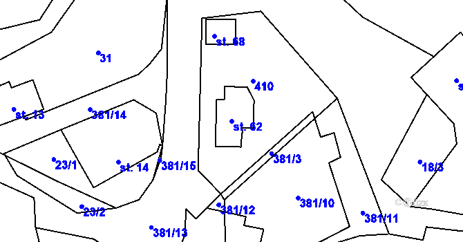Parcela st. 62 v KÚ Těšetiny, Katastrální mapa