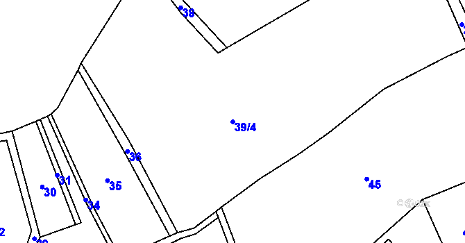 Parcela st. 39/4 v KÚ Újezdec u Mochtína, Katastrální mapa