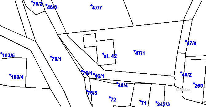 Parcela st. 42 v KÚ Újezdec u Mochtína, Katastrální mapa