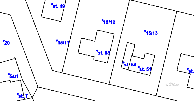 Parcela st. 58 v KÚ Újezdec u Mochtína, Katastrální mapa