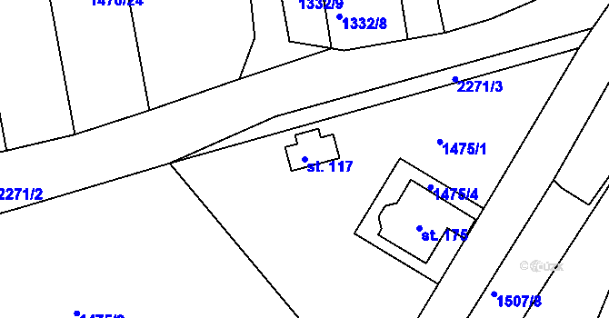 Parcela st. 117 v KÚ Mojné, Katastrální mapa