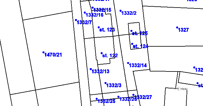 Parcela st. 122 v KÚ Mojné, Katastrální mapa