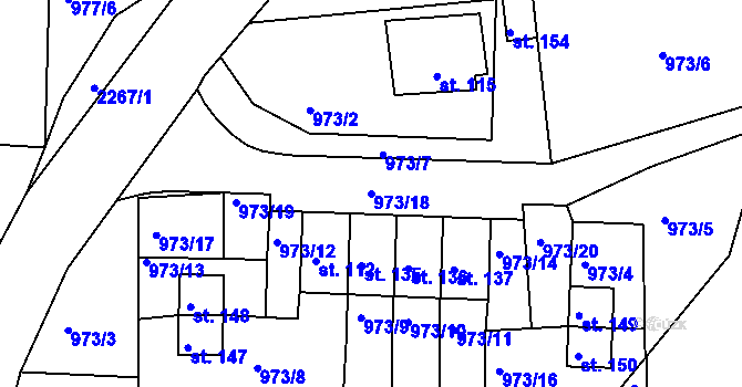 Parcela st. 973/18 v KÚ Mojné, Katastrální mapa