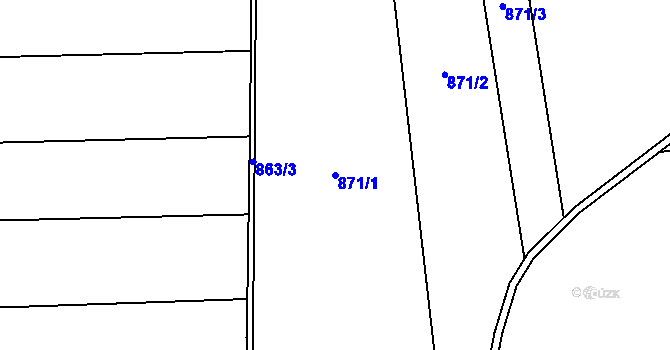 Parcela st. 871/1 v KÚ Mojné, Katastrální mapa