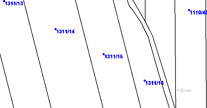 Parcela st. 1311/15 v KÚ Mojné, Katastrální mapa