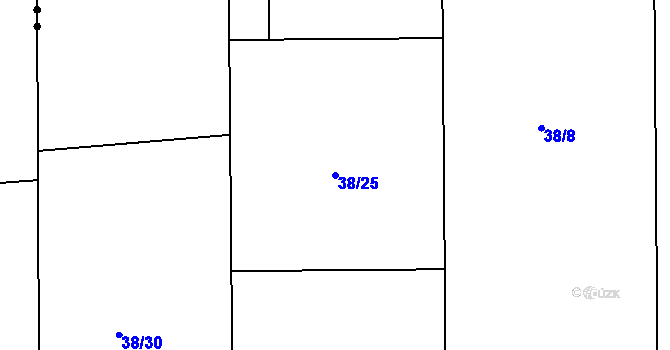 Parcela st. 38/25 v KÚ Záhorkovice, Katastrální mapa