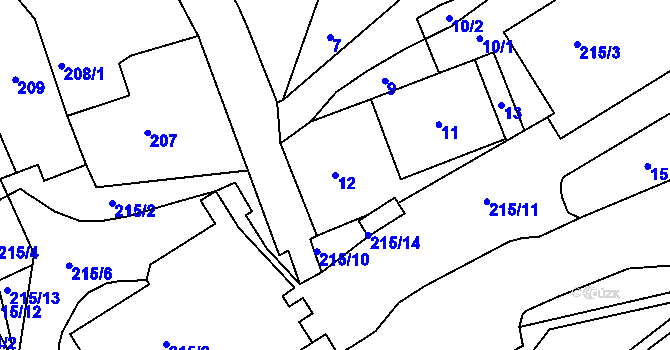 Parcela st. 12 v KÚ Mojžíř, Katastrální mapa