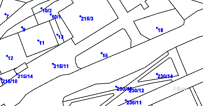 Parcela st. 15 v KÚ Mojžíř, Katastrální mapa