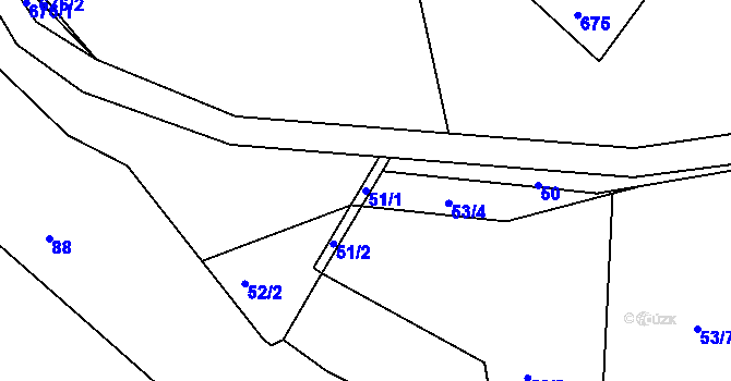 Parcela st. 51/1 v KÚ Mojžíř, Katastrální mapa