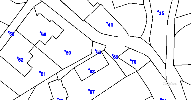 Parcela st. 63 v KÚ Mojžíř, Katastrální mapa