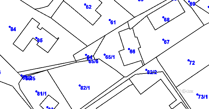 Parcela st. 65/1 v KÚ Mojžíř, Katastrální mapa