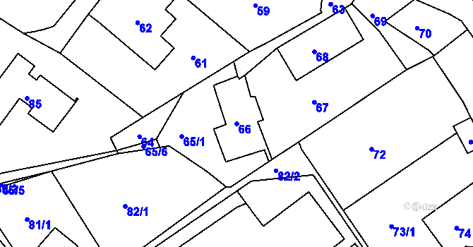 Parcela st. 66 v KÚ Mojžíř, Katastrální mapa