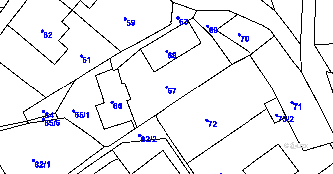 Parcela st. 67 v KÚ Mojžíř, Katastrální mapa
