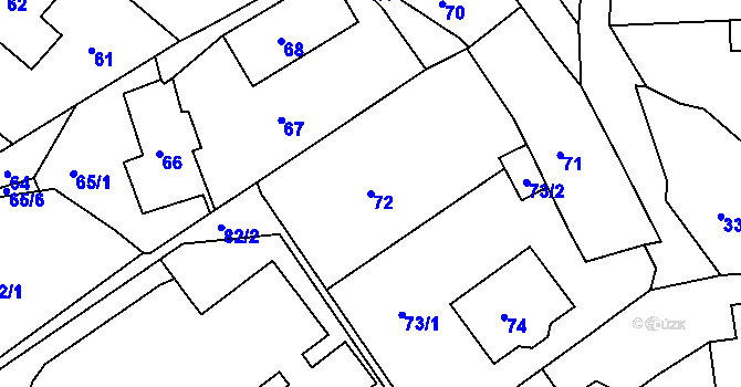 Parcela st. 72 v KÚ Mojžíř, Katastrální mapa