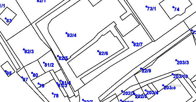 Parcela st. 82/6 v KÚ Mojžíř, Katastrální mapa