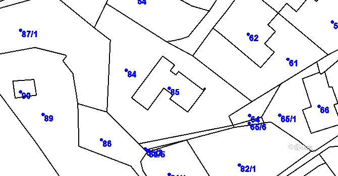 Parcela st. 85 v KÚ Mojžíř, Katastrální mapa