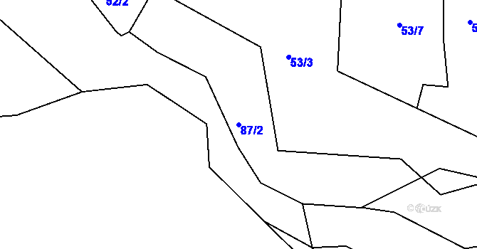 Parcela st. 87/2 v KÚ Mojžíř, Katastrální mapa
