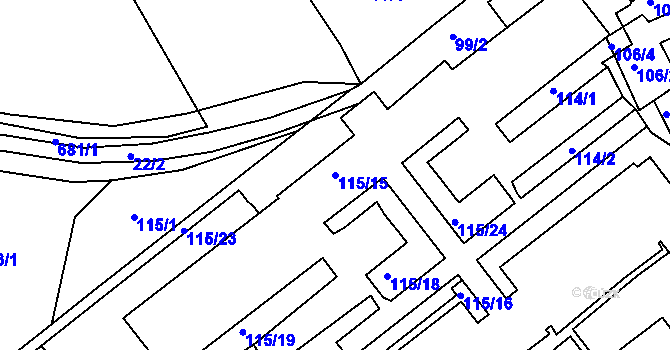 Parcela st. 115/15 v KÚ Mojžíř, Katastrální mapa