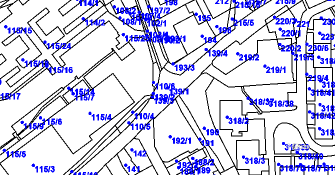 Parcela st. 139/1 v KÚ Mojžíř, Katastrální mapa
