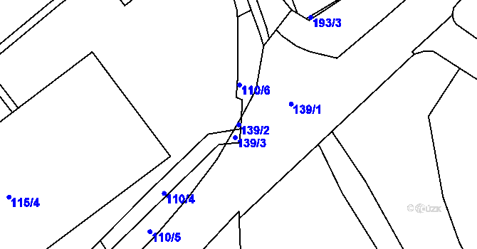 Parcela st. 139/2 v KÚ Mojžíř, Katastrální mapa