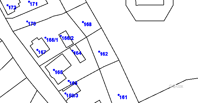 Parcela st. 162 v KÚ Mojžíř, Katastrální mapa