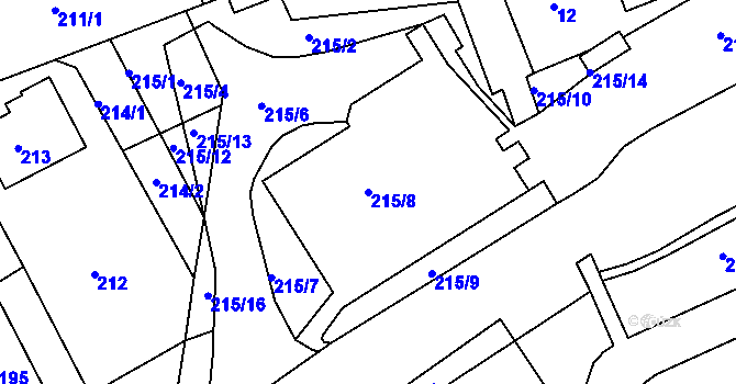 Parcela st. 215/8 v KÚ Mojžíř, Katastrální mapa