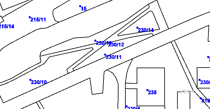 Parcela st. 230/11 v KÚ Mojžíř, Katastrální mapa
