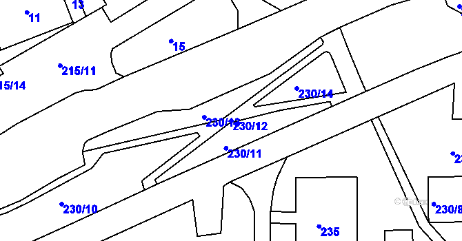 Parcela st. 230/12 v KÚ Mojžíř, Katastrální mapa