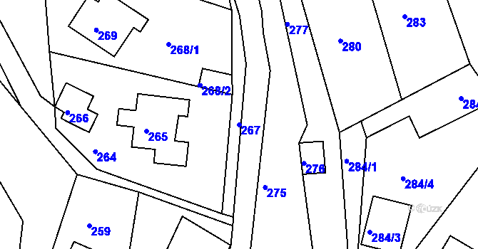 Parcela st. 267 v KÚ Mojžíř, Katastrální mapa